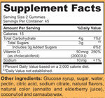 Load image into Gallery viewer, Supplement Facts Vitamin D3 2000 IU gelatin-free gummies
