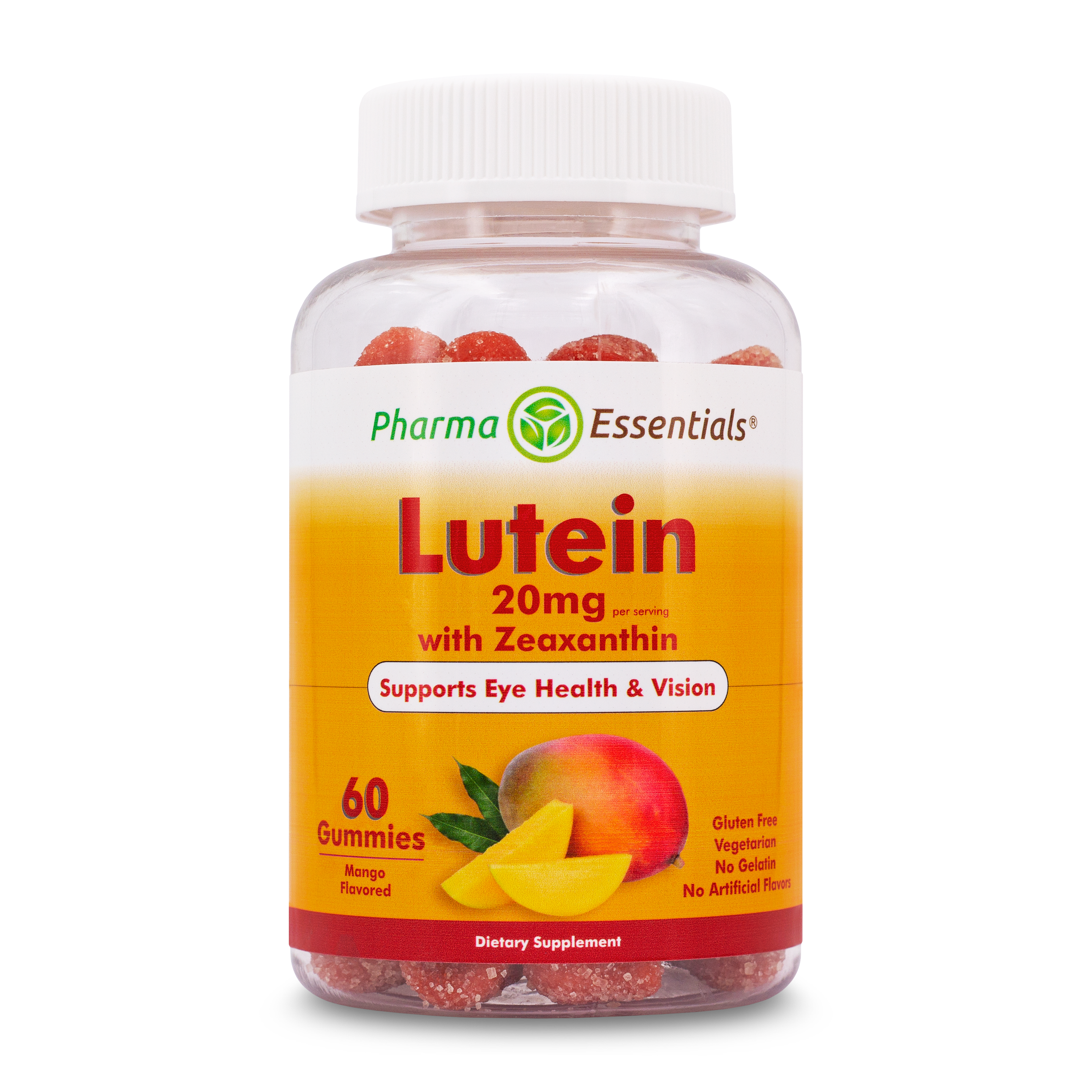 Lutein 20 mg with Zeaxanthin vegetarian, gelatin-free gummies