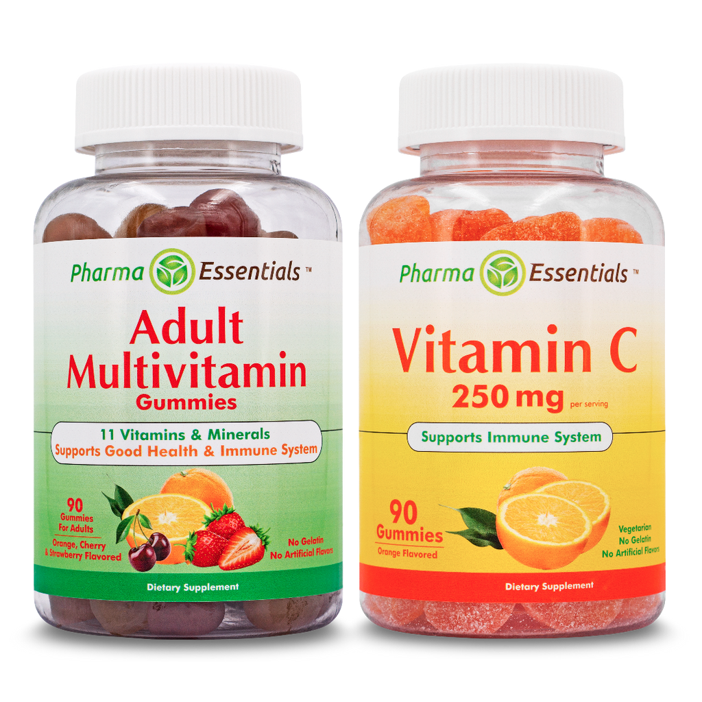 Adult multivitamin 90 Gummies & Vitamin C 250 mg 90 Gummies vegetarian gelatin-free gummies