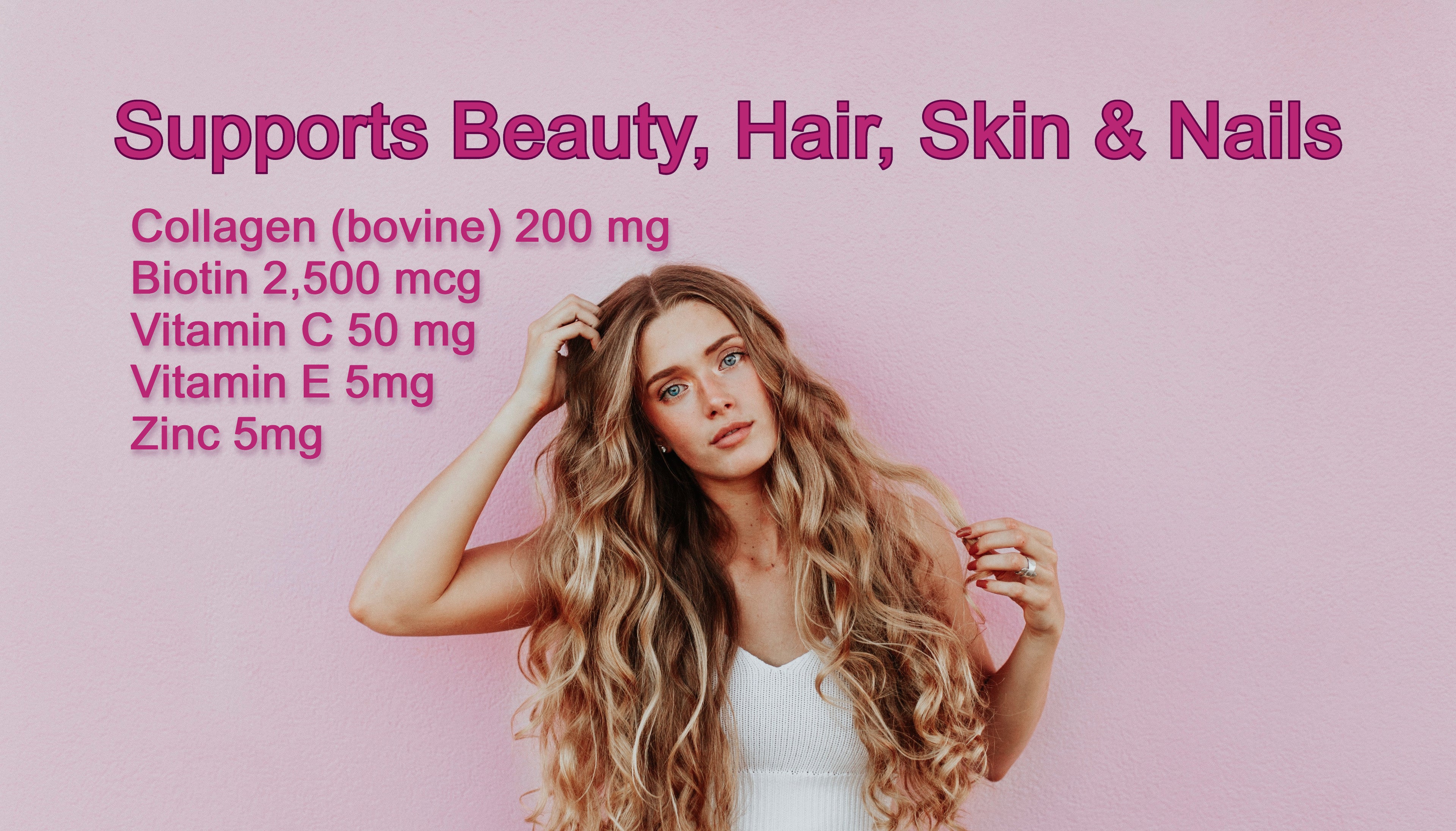 Hair, Skin & Nails with Biotin & Collagen Gelatin-free Halal Certified gummies 