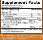 Load image into Gallery viewer, Turmeric Curcumin 260 mg with Ginger Vegetarian gelatin-free gummies supplement facts
