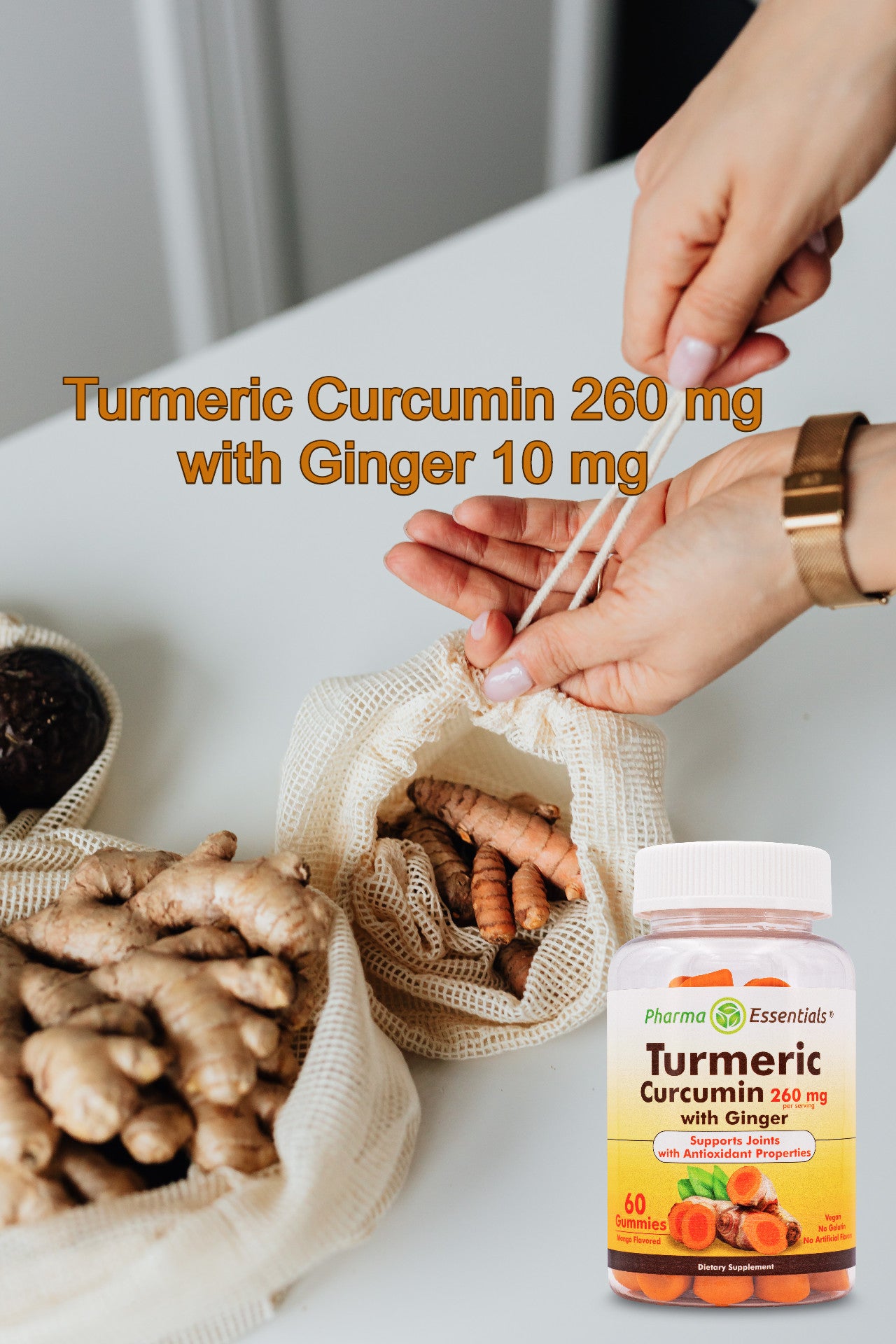 Turmeric Curcumin with Ginger vegetarian gelatin-free gummies