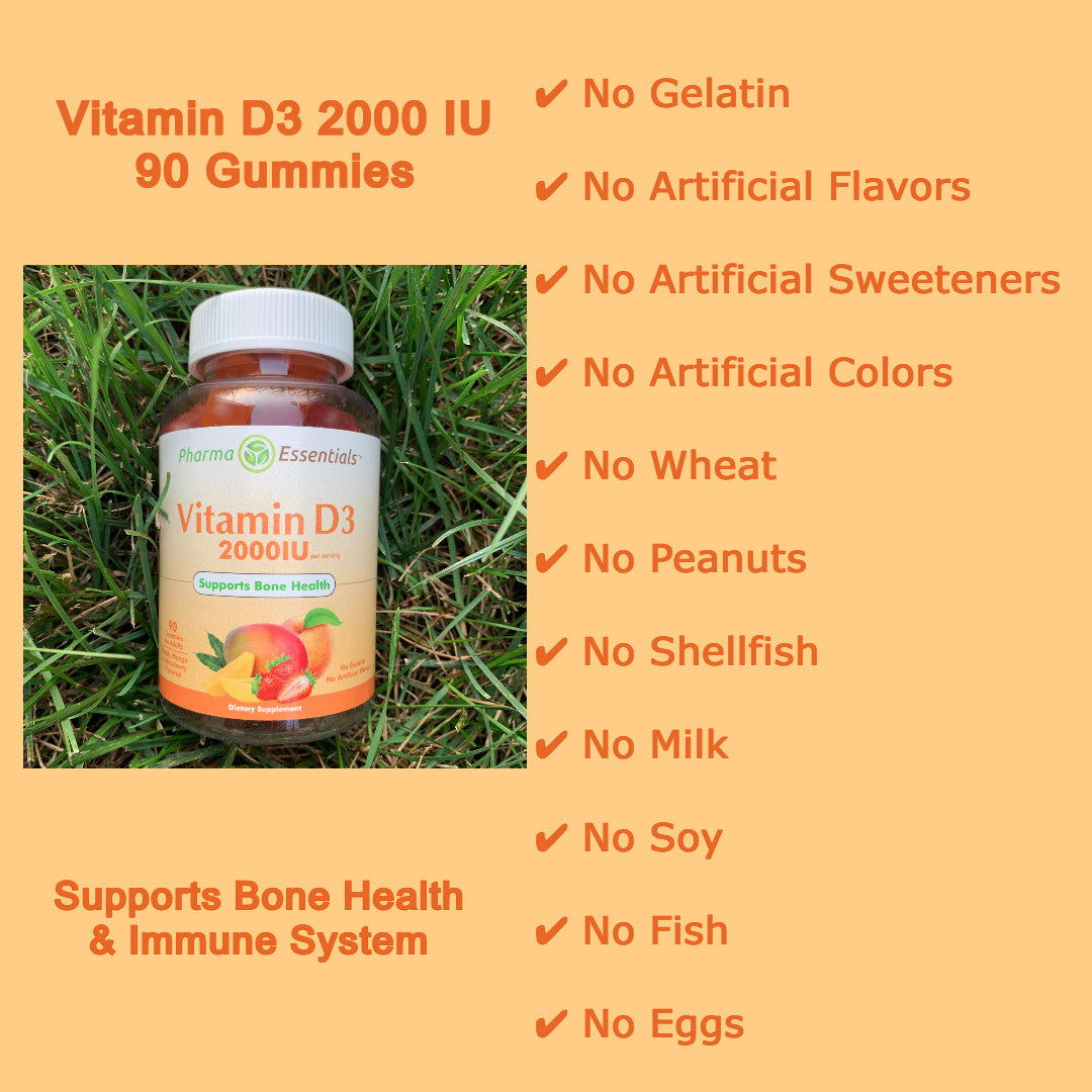 Vitamin D3 2000 IU gelatin-free gummies