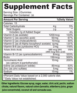 Adult multivitamin gelatin-free gummies supplement facts